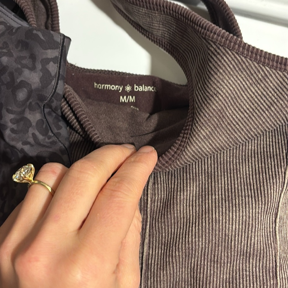 Gray Leopard Print and Brown Ribbed Tank Tops - Picture 2 of 2